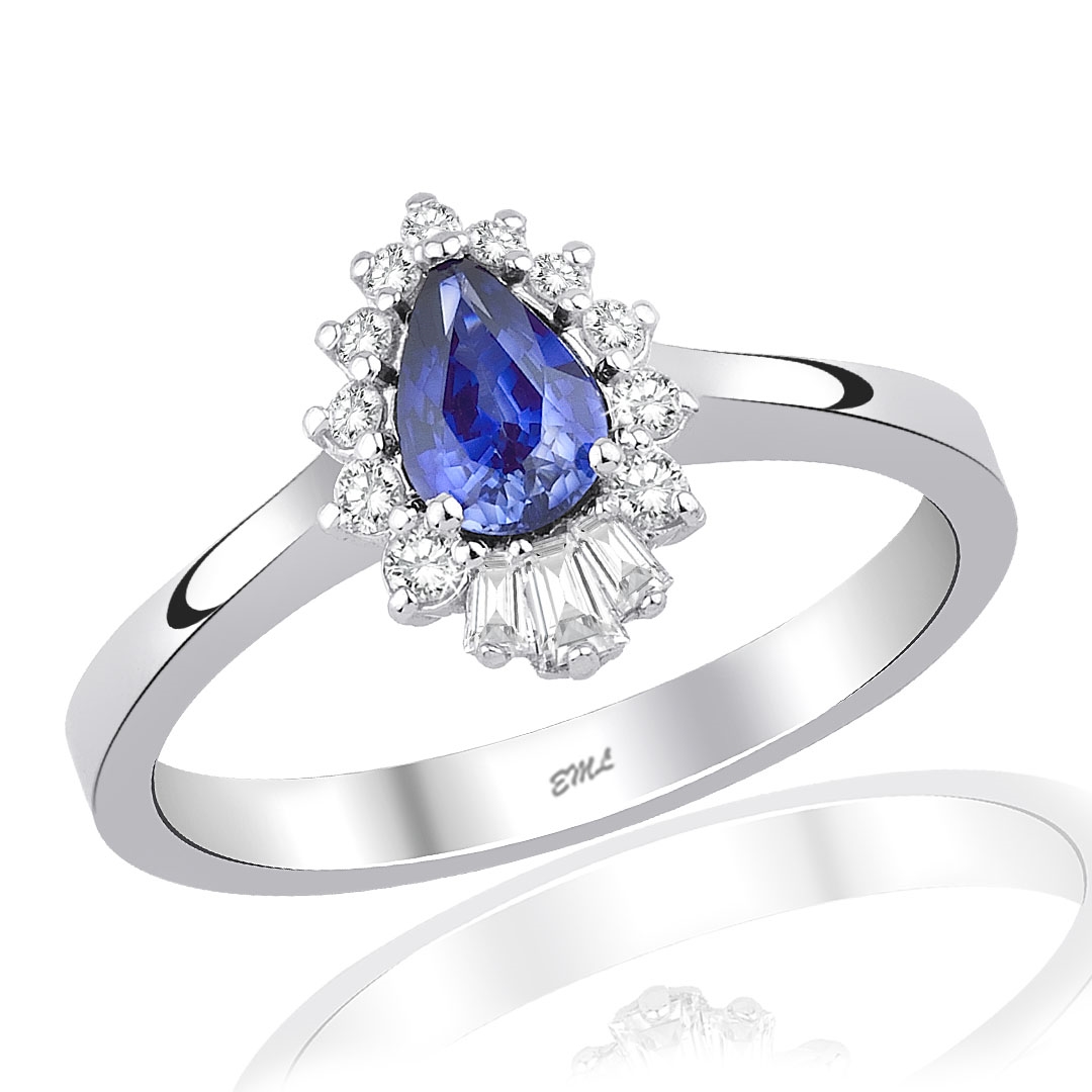 0.63 Karat Pırlanta Safir Yüzük