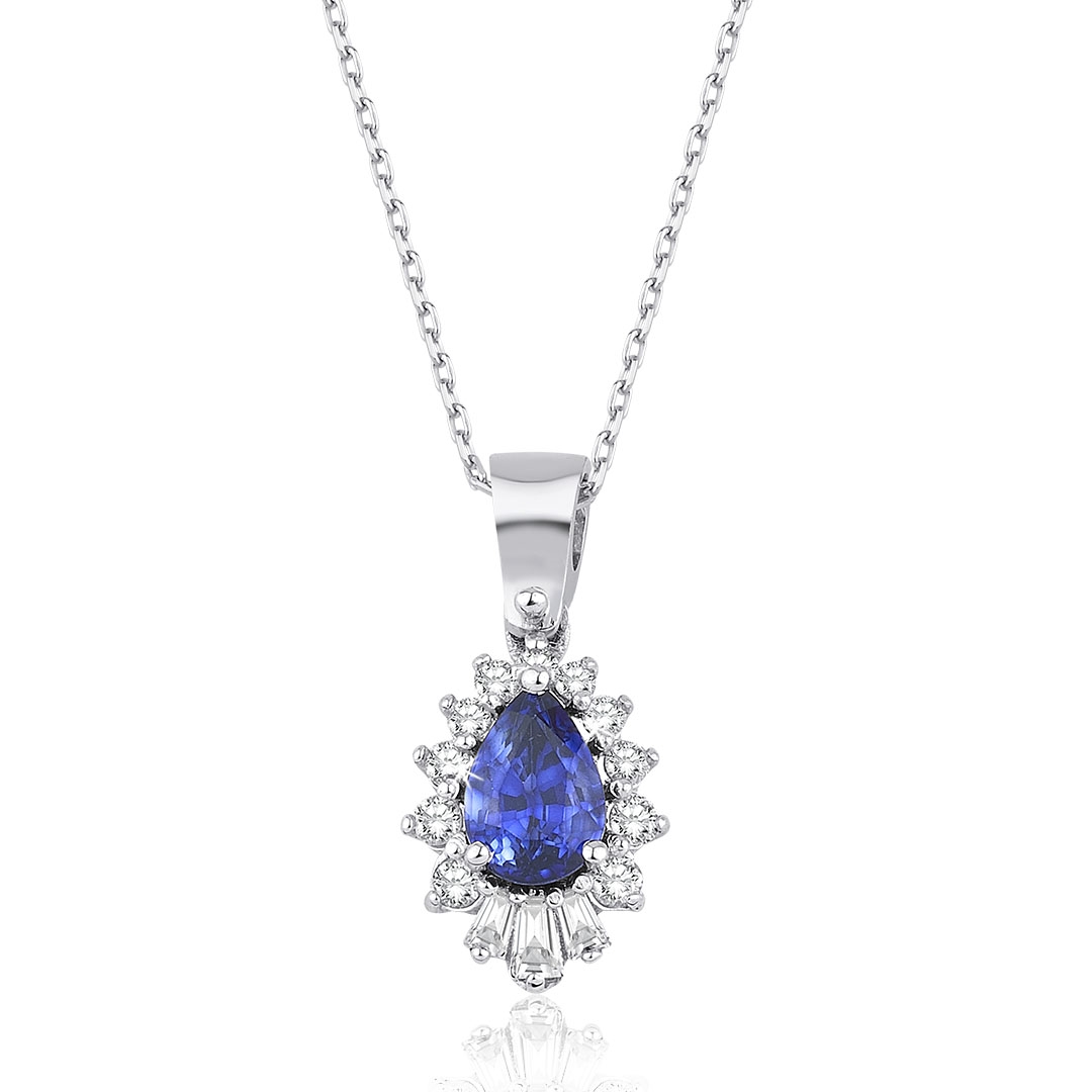 0.76 Karat Pırlanta Safir Kolye