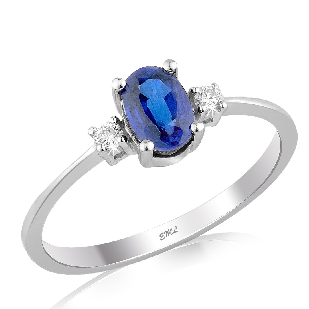 0.62 Karat Pırlanta Safir Yüzük
