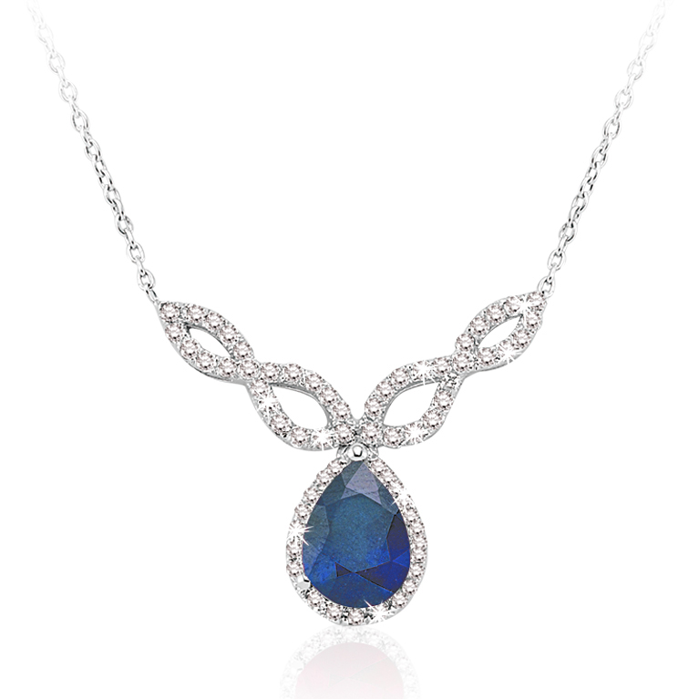 1.36 Karat Pırlanta Safir Kolye