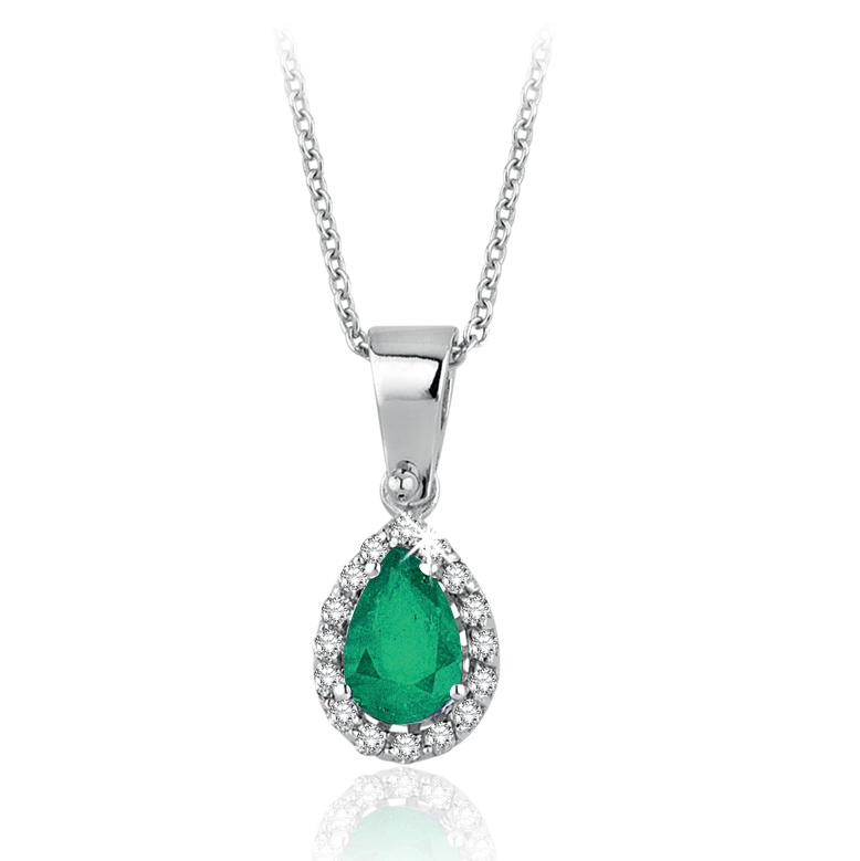 0.36 Karat Pırlanta Zümrüt Kolye