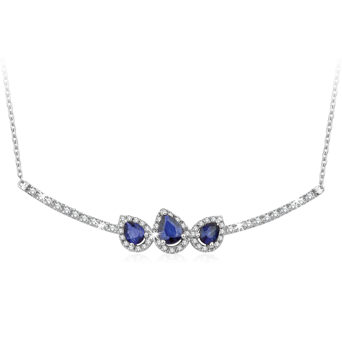 1.08 Karat Pırlanta Safir Kolye
