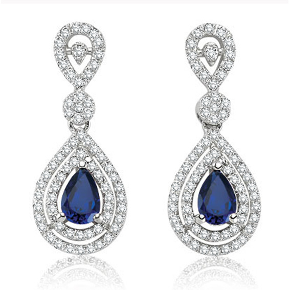 1.76 Karat Pırlanta Safir Küpe