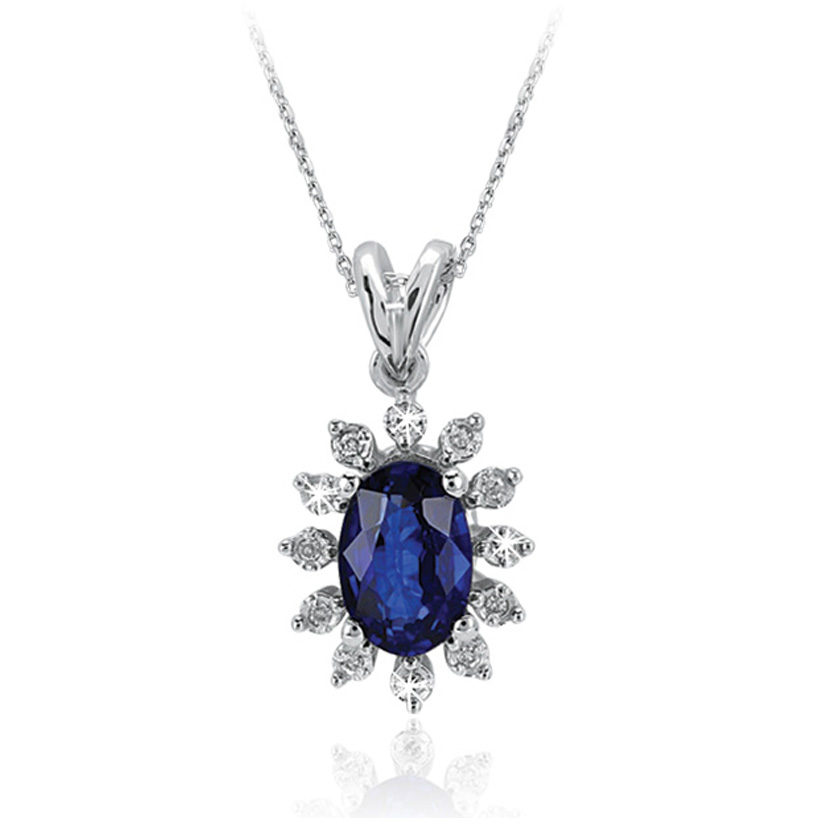 0.75 Karat Pırlanta Safir Kolye