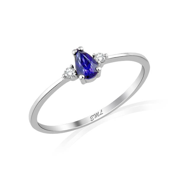 0.39 Karat Pırlanta Safir Yüzük 2