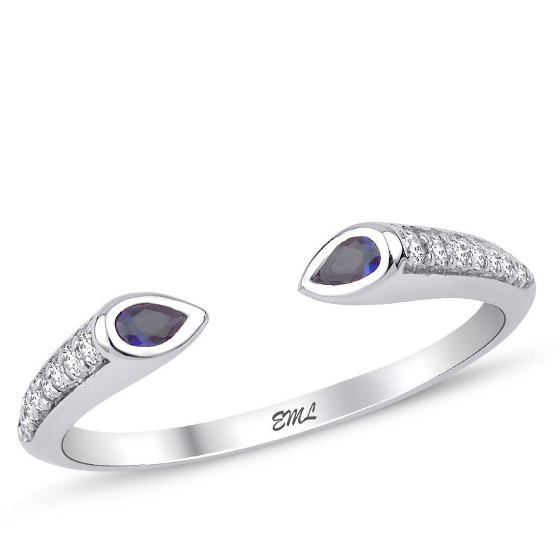 0.27 Karat Pırlanta Safir Yüzük