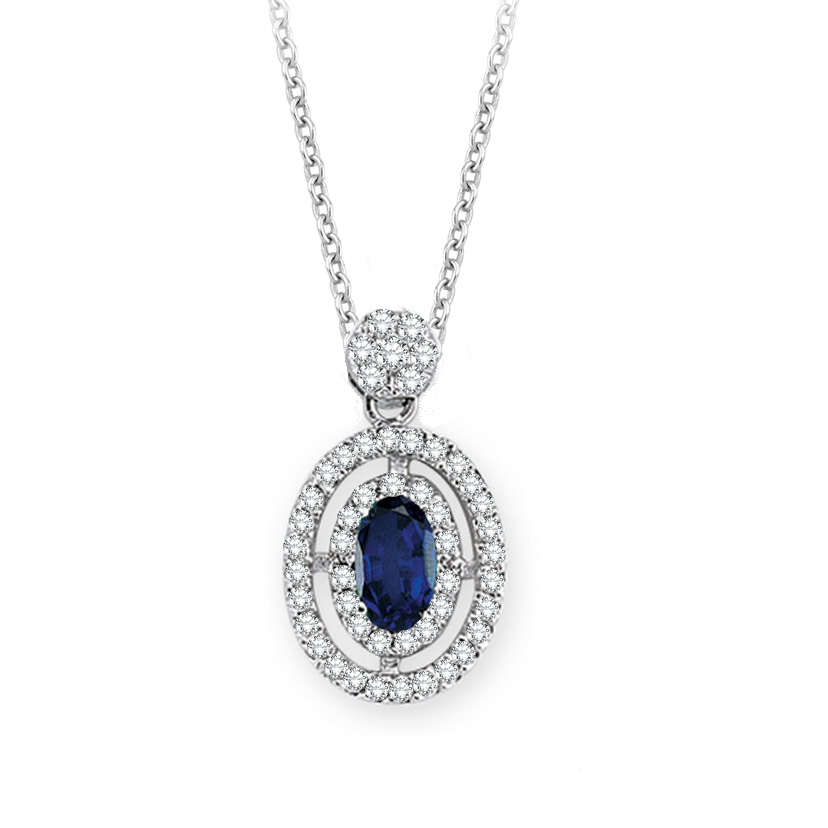 0.48 Karat Pırlanta Safir Kolye