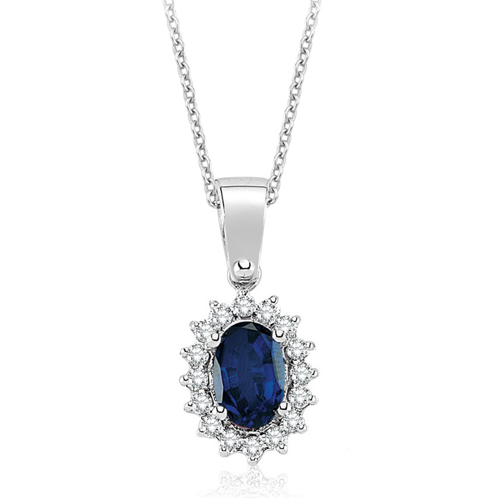 0.70 Karat Pırlanta Safir Kolye