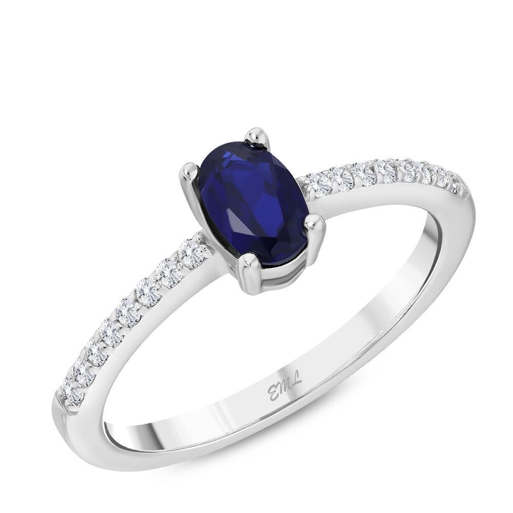 0.70 Karat Pırlanta Safir Yüzük