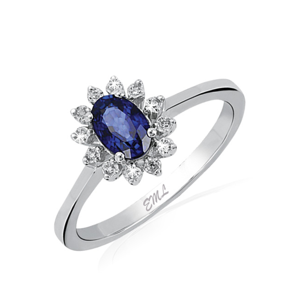0.75 Karat Pırlanta Safir Yüzük