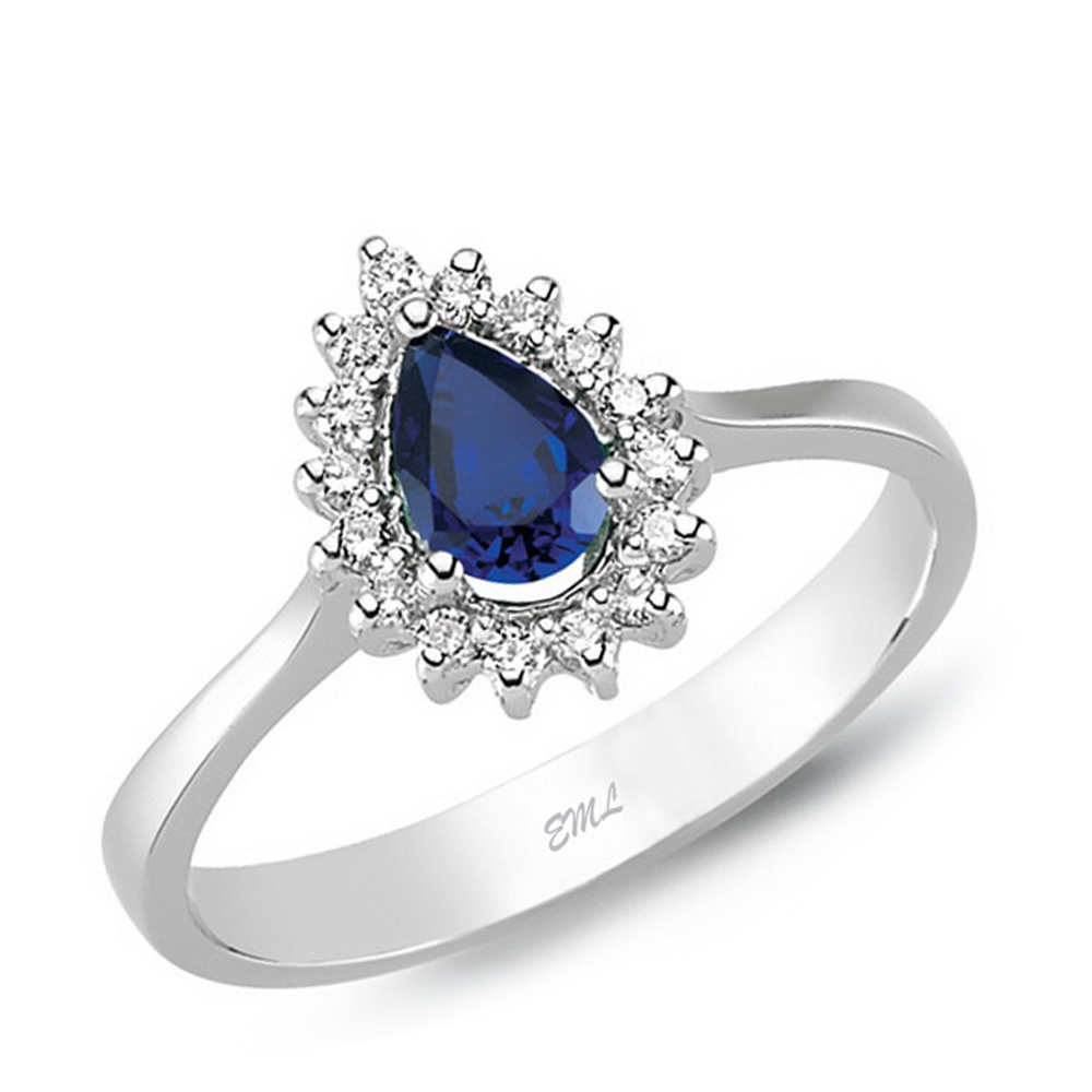 0.76 Karat Pırlanta Safir Yüzük