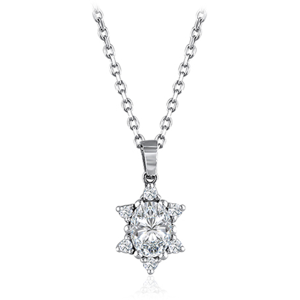 0.80 Karat Pırlanta Beyaz Safir Kolye