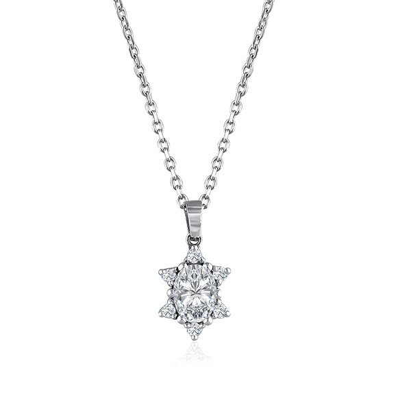 0.80 Karat Pırlanta Beyaz Safir Kolye 2