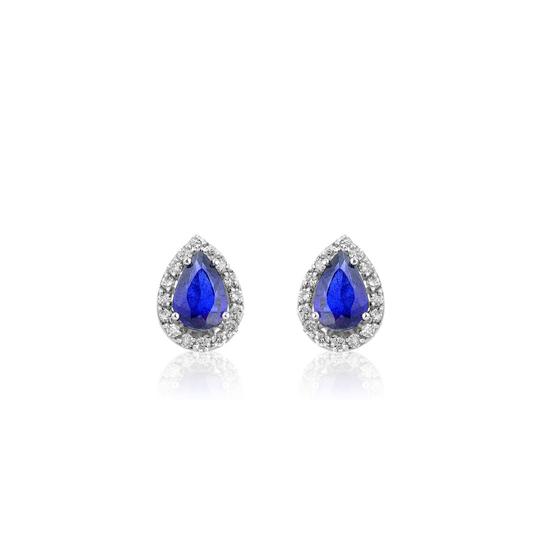 0.94 Karat Pırlanta Safir Küpe