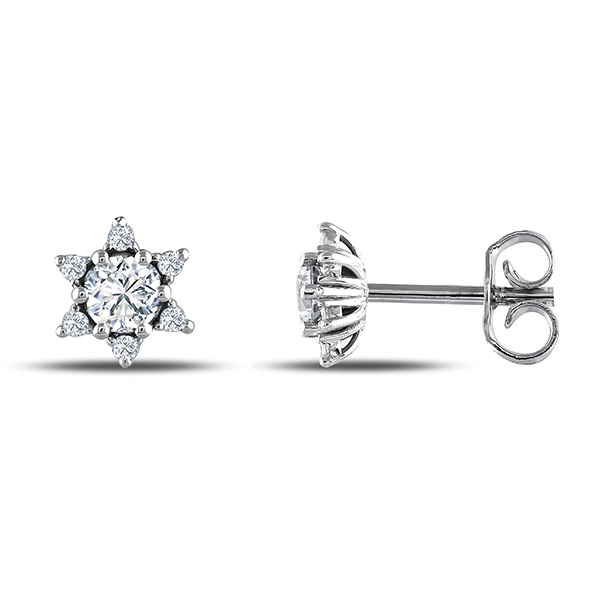 0.95 Karat Pırlanta Beyaz Safir Küpe 2