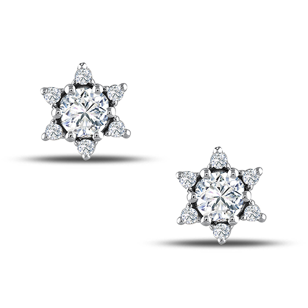 0.95 Karat Pırlanta Beyaz Safir Küpe
