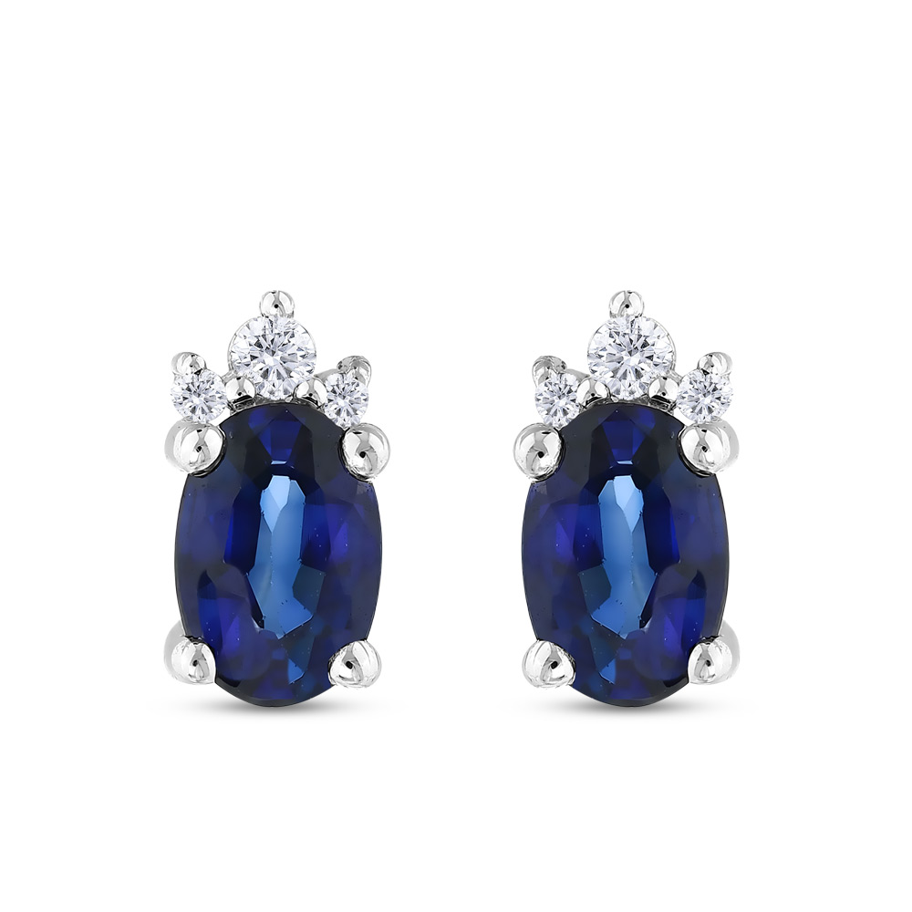 0.97 karat Pırlanta Safir Küpe