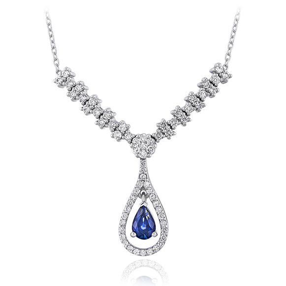 1.01 Karat Pırlanta Safir Kolye