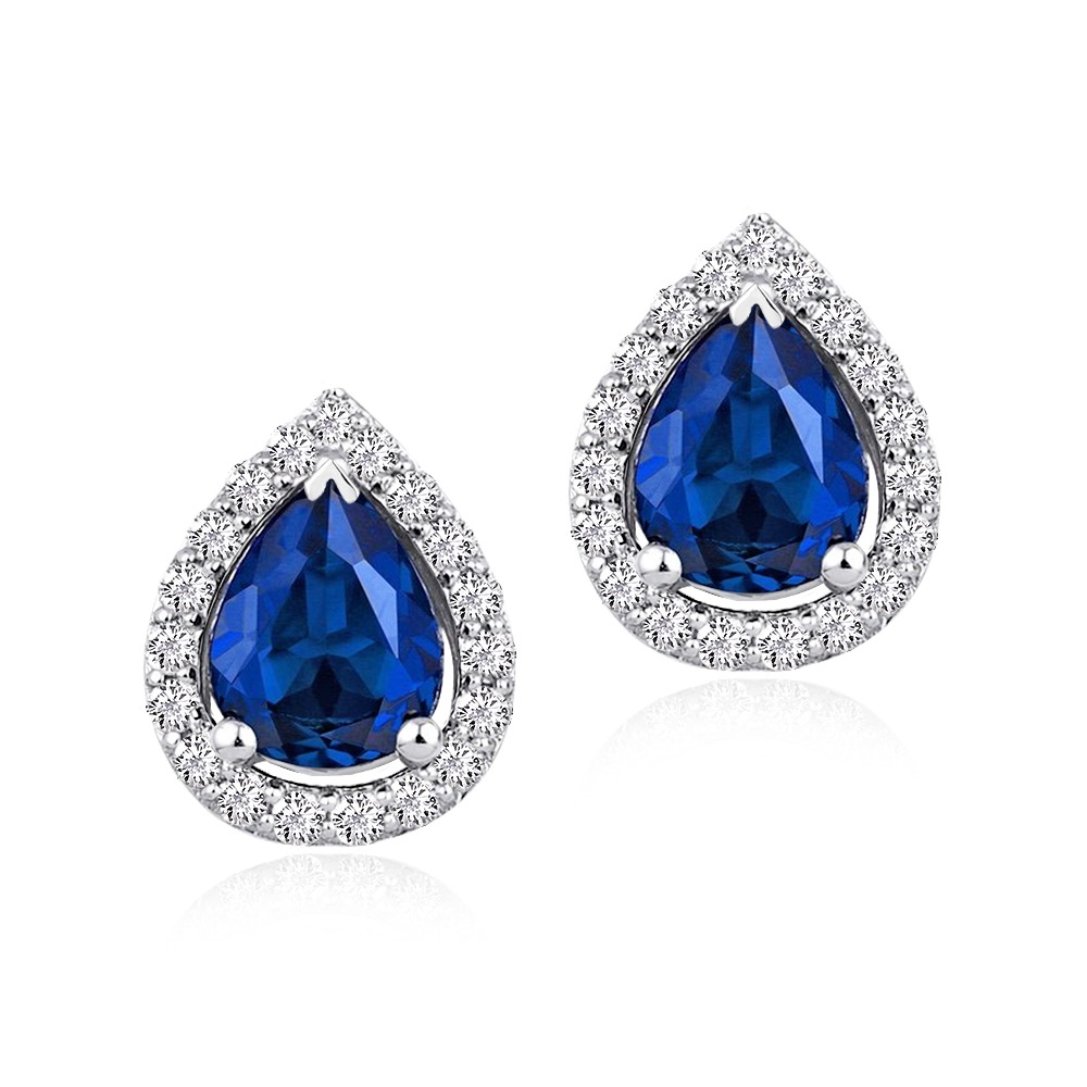 1.25 Karat Pırlanta Safir Küpe 2