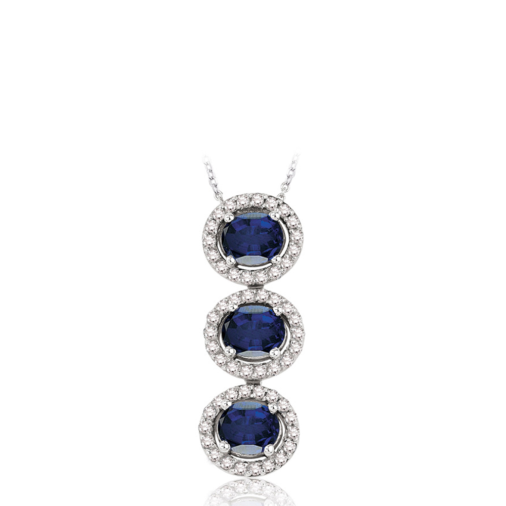 1.65 Karat Pırlanta Safir Kolye