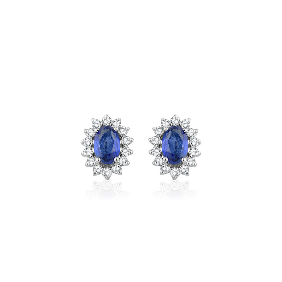 1.71 Karat Pırlanta Safir Küpe