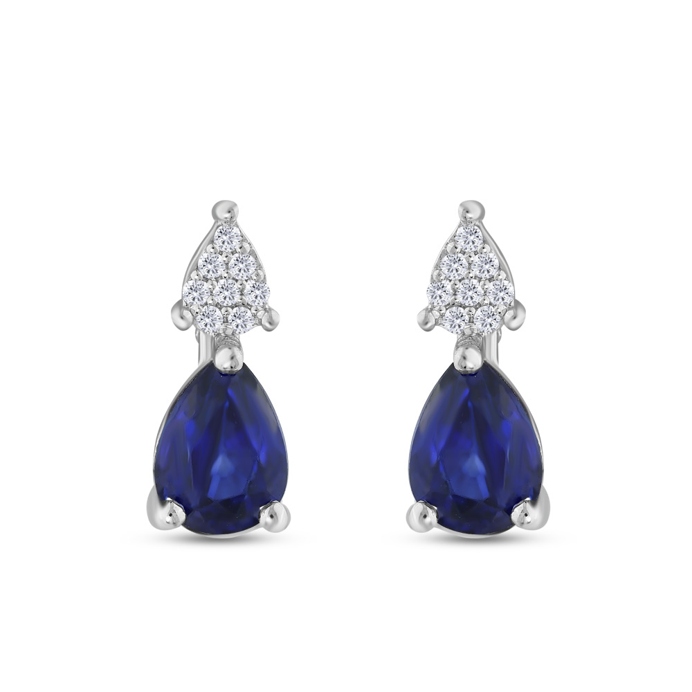 1.90 karat Pırlanta Safir Küpe