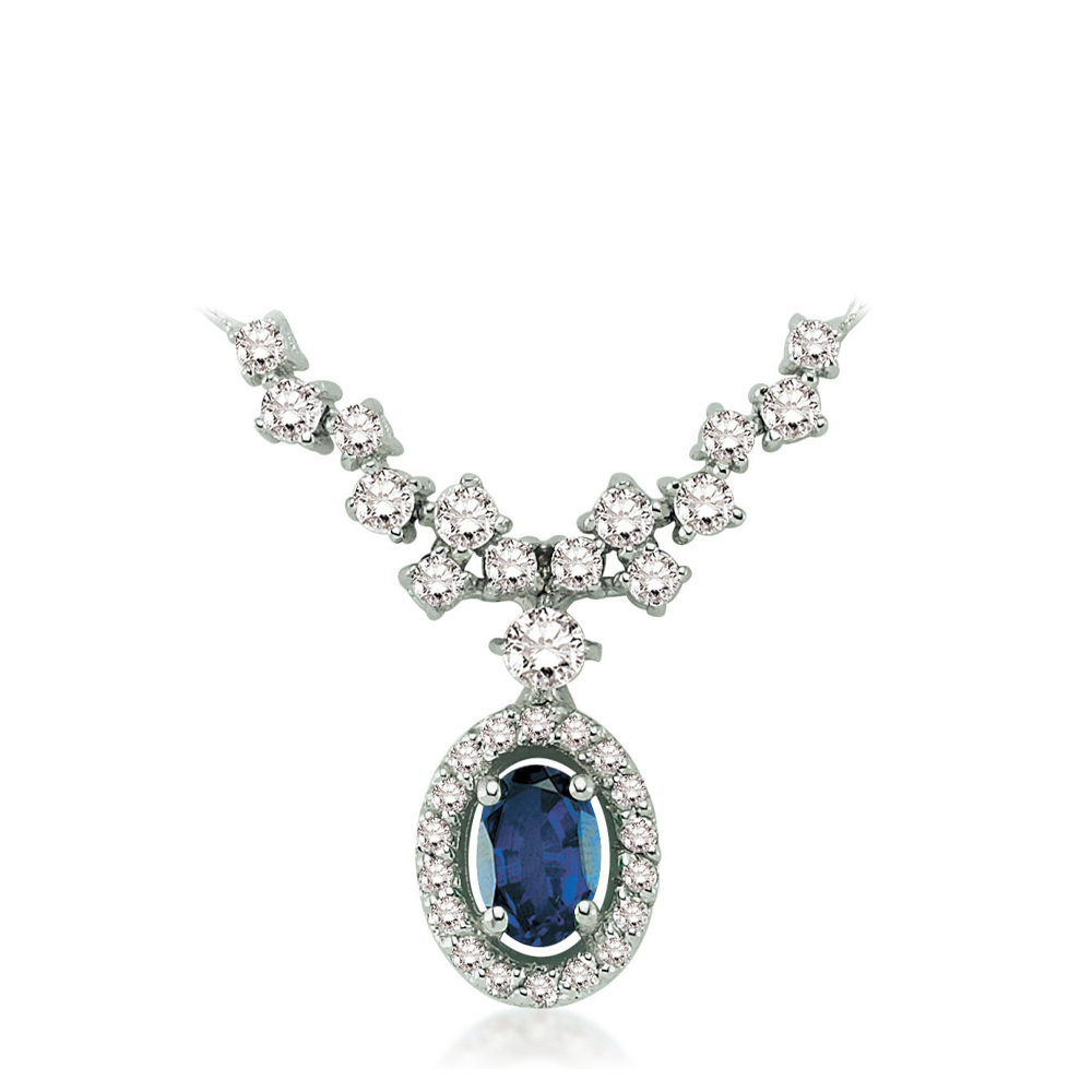 1.92 Karat Pırlanta Safir Kolye