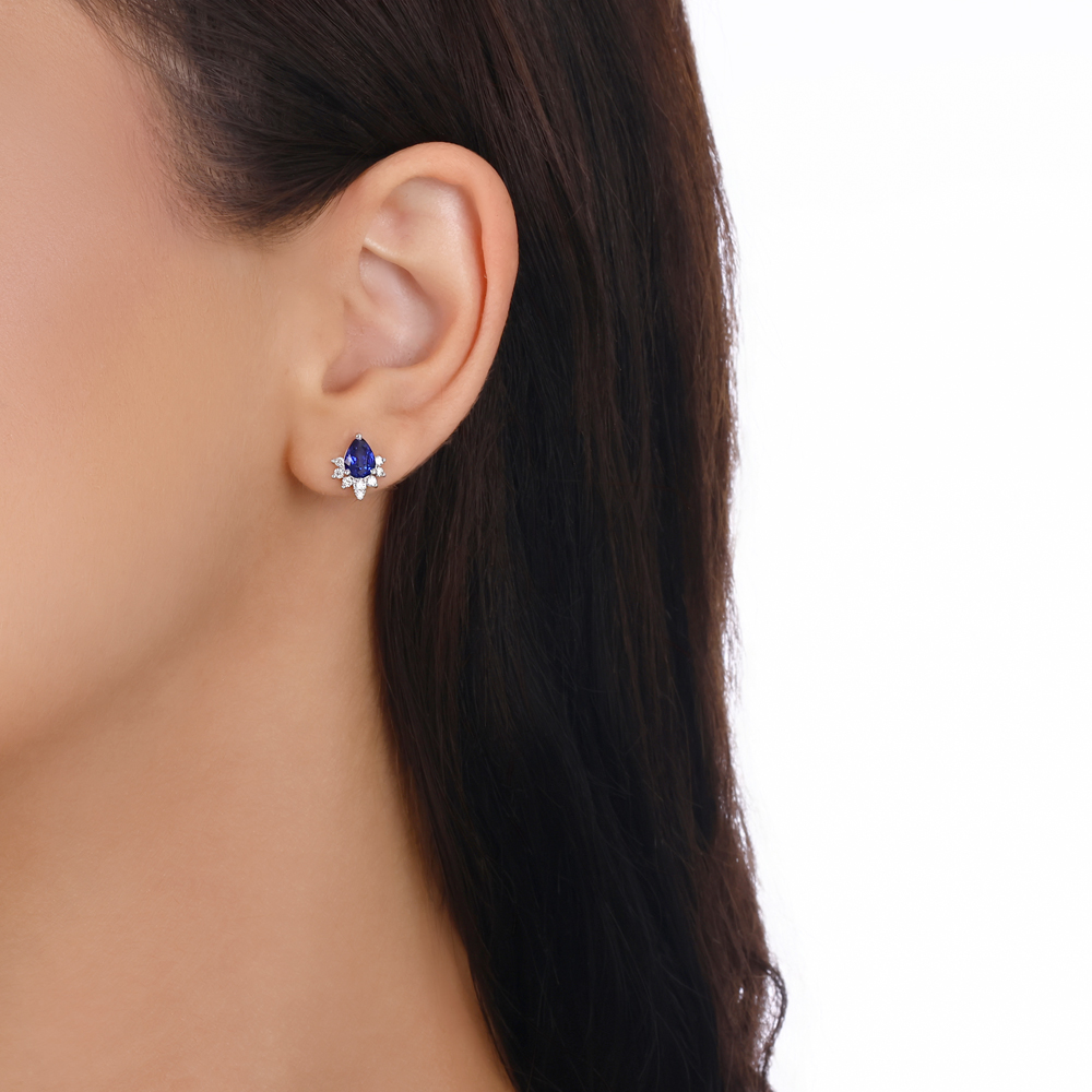 1.96 karat Pırlanta Safir Küpe 2