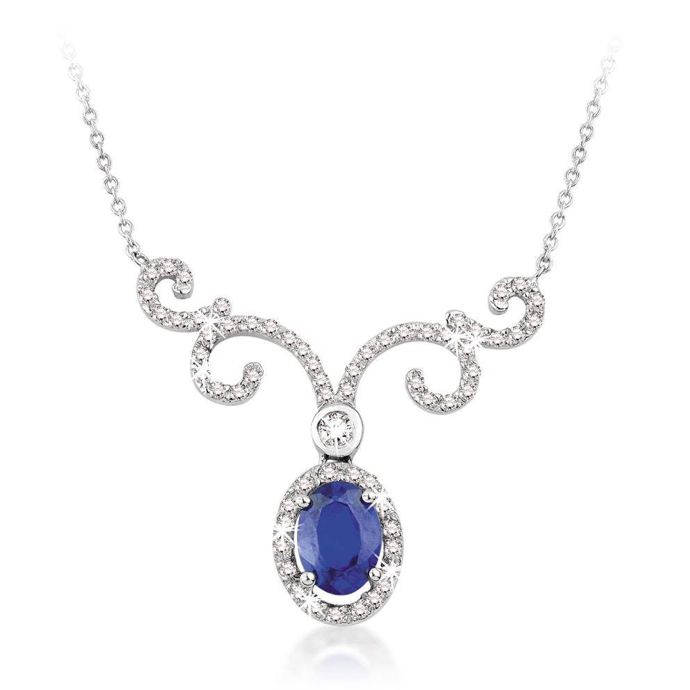 2.21 Karat Pırlanta Safir Kolye