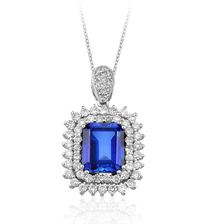 3.10 Karat Pırlanta Safir Kolye