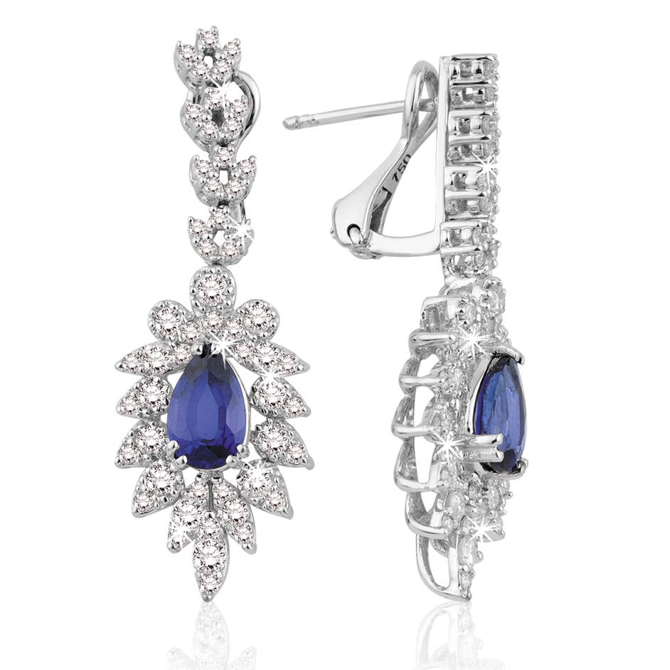 5.13 Karat Pırlanta Safir Küpe