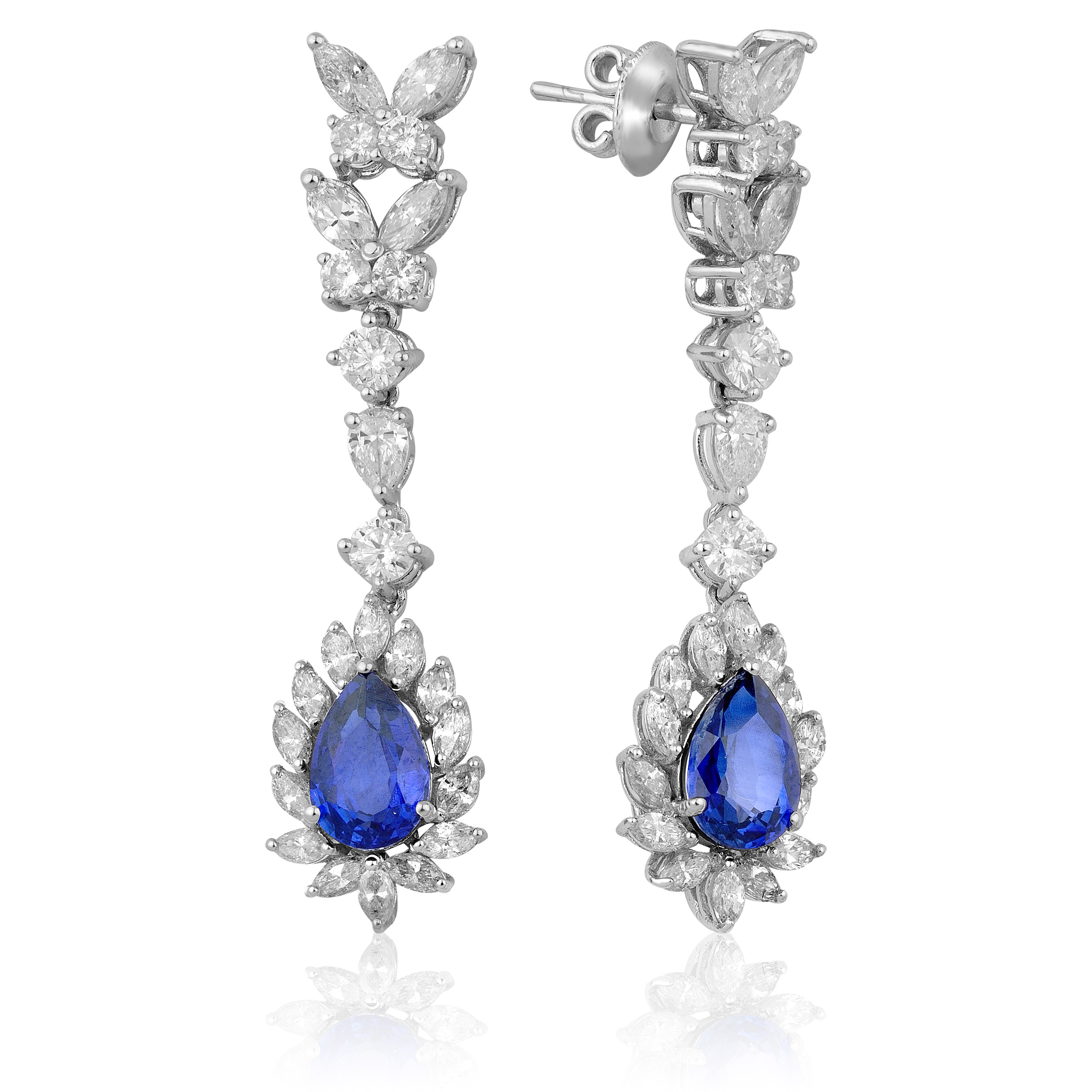 7.76 Karat Pırlanta Safir Küpe