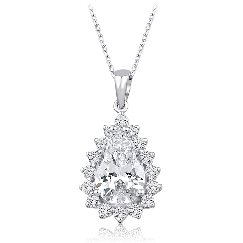 2.51 Karat Pırlanta Beyaz Safir Kolye