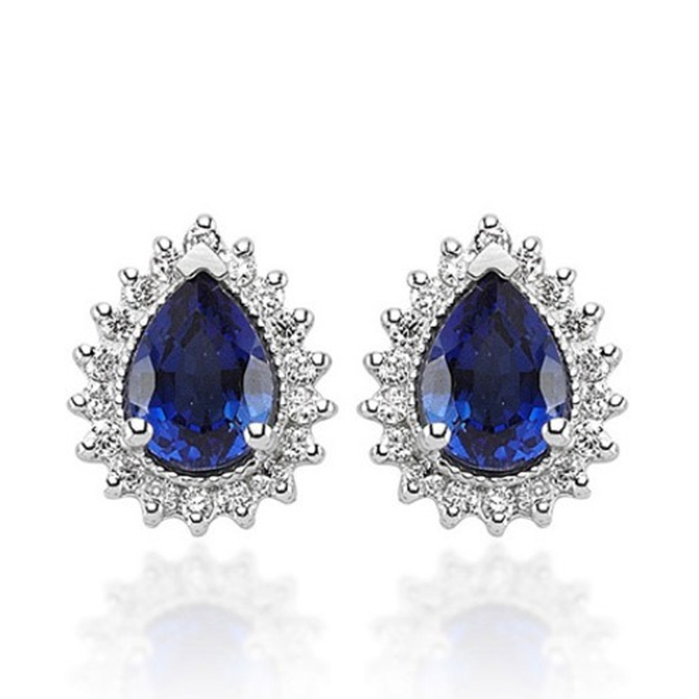 2.90 Karat Pırlanta Safir Küpe