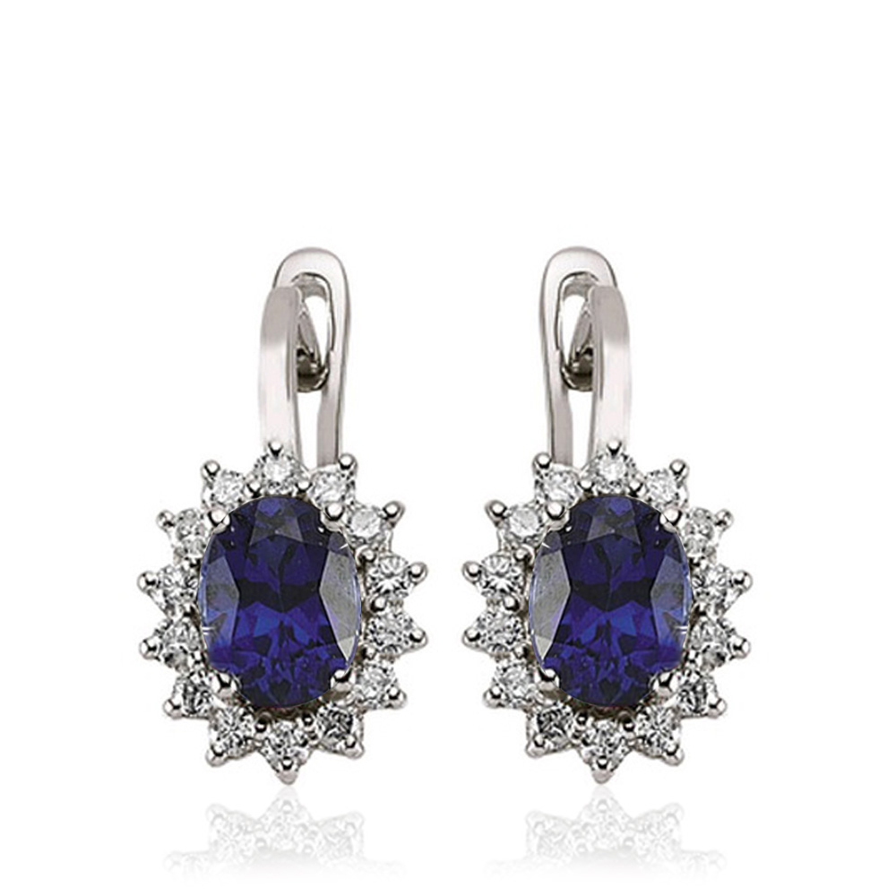 2.93 Karat Pırlanta Safir Küpe