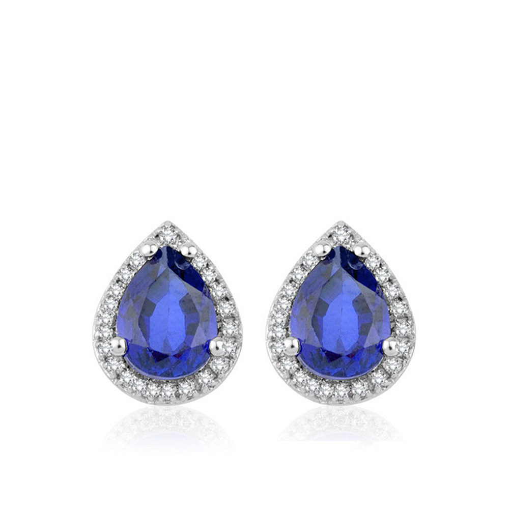 3.10 Karat Pırlanta Safir Küpe