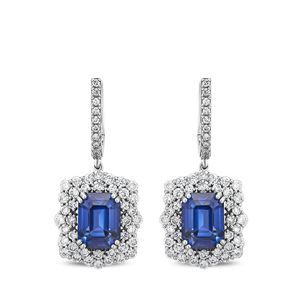 5.33 Karat Pırlanta Safir Küpe