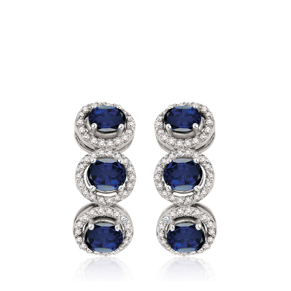 3.80 Karat Pırlanta Safir Küpe