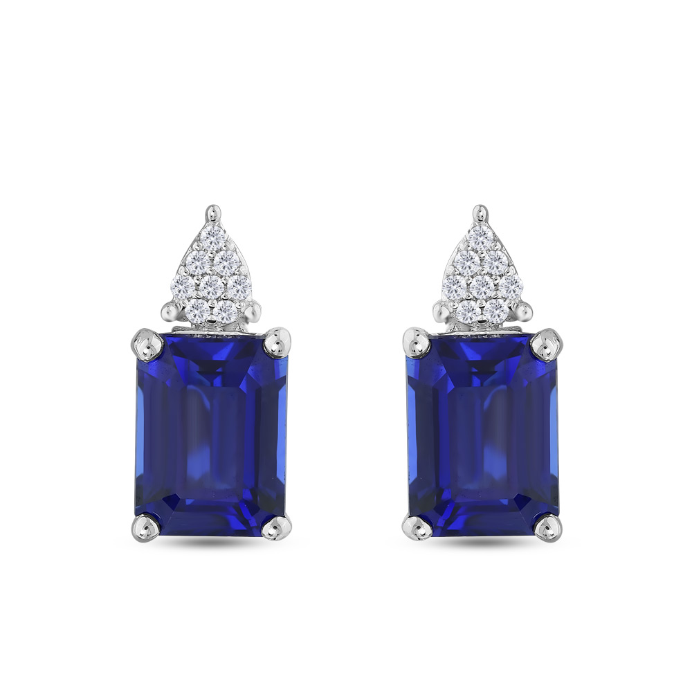 4.36 karat Pırlanta Safir Küpe