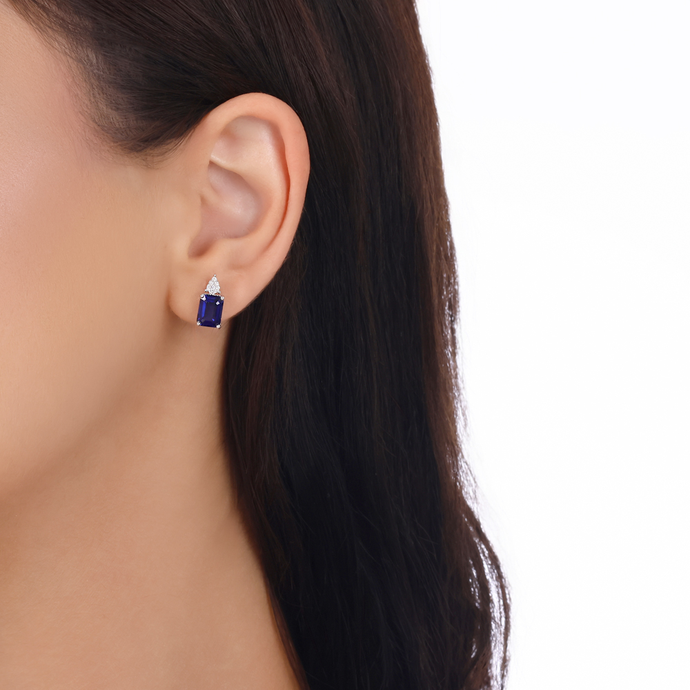 4.36 karat Pırlanta Safir Küpe 2