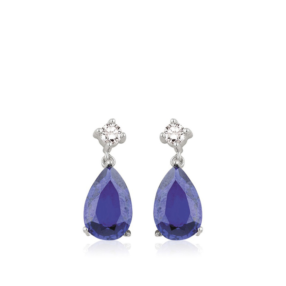4.51 Karat Pırlanta Safir Küpe