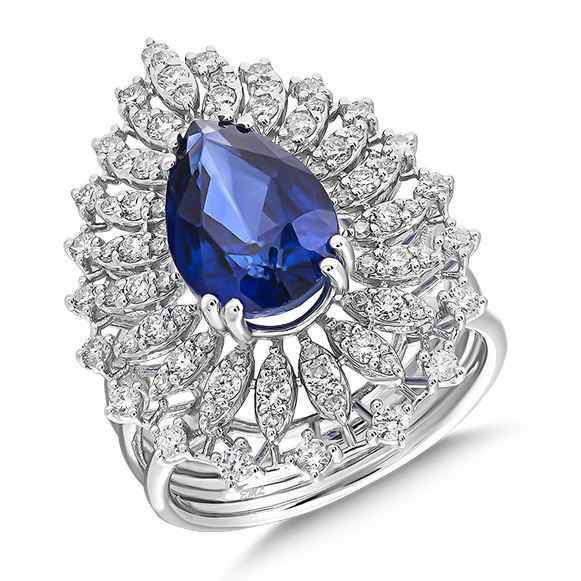 5.55 Karat Pırlanta Safir Yüzük