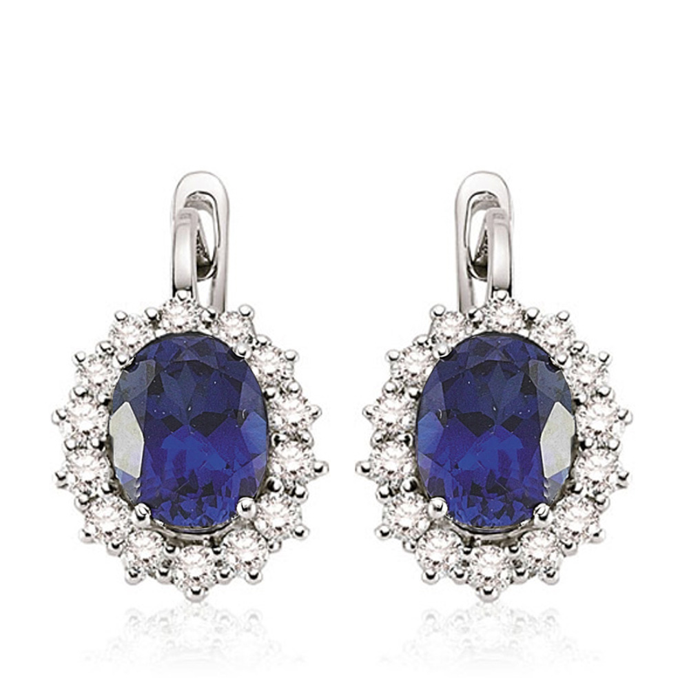 5.80 Karat Pırlanta Safir Küpe