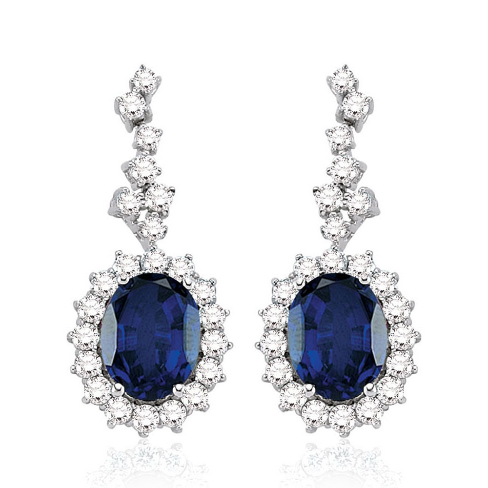 6.77 Karat Pırlanta Safir Küpe