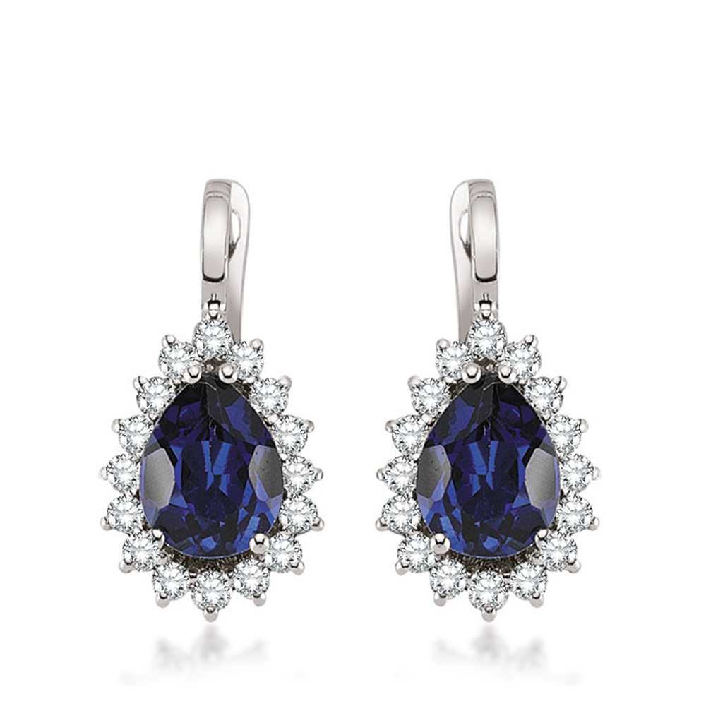 6.90 Karat Pırlanta Safir Küpe