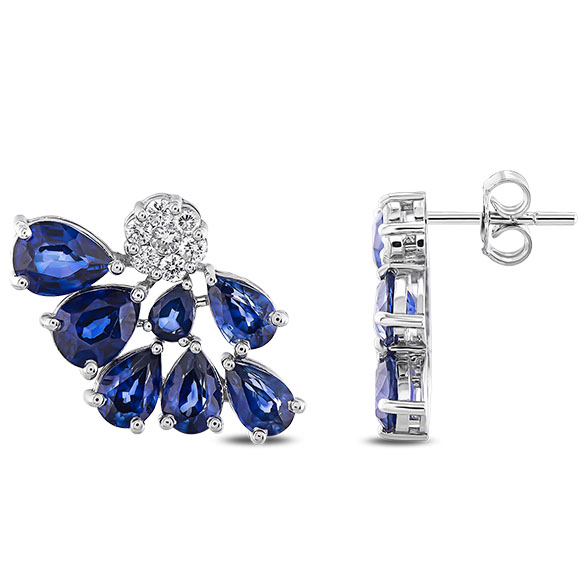 7.88 Karat Pırlanta Safir Küpe