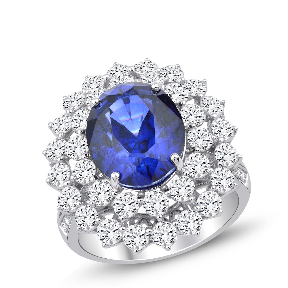 9.50 Karat Pırlanta Safir Yüzük